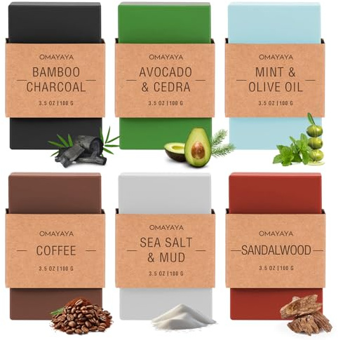 Seife Set Duschseife Männer, 6x100g Naturseife Festes Duschgel Seife Geschenkset für Gesicht Körper & Hände, Handgemachte Seifen Geschenke für Männer Weihnachten Valentinstag Geburtstag