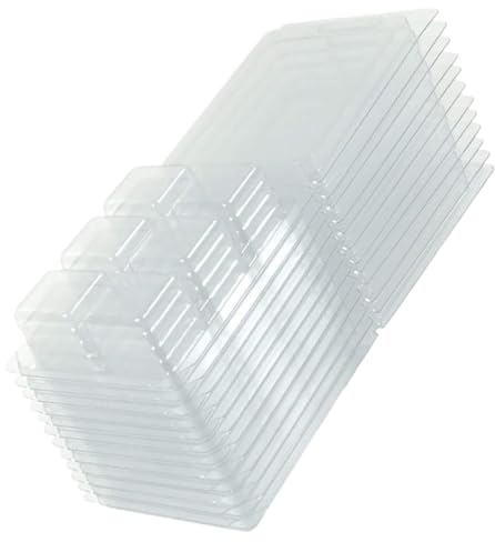 TOPBATHY Moules à Cire Fondue de Coquille 50 Pièces Plateau Cubique Plastique Transparent pour Fabrication de Bougies 21 X 7,5 X 2,5 CM Usage Artisanal