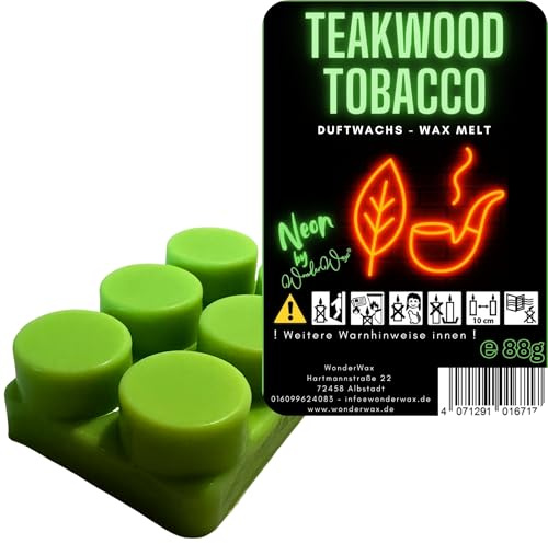 WonderWax Neon Duftriegel 6 x Duftwachs Kreise Wachsmelt Duftwachs Raumduft für Duftlampen Soja Wachs Melts Duftmelt Aroma Wellnes Kerzen Wärmer Wax Tarts Teakwood Tobacco