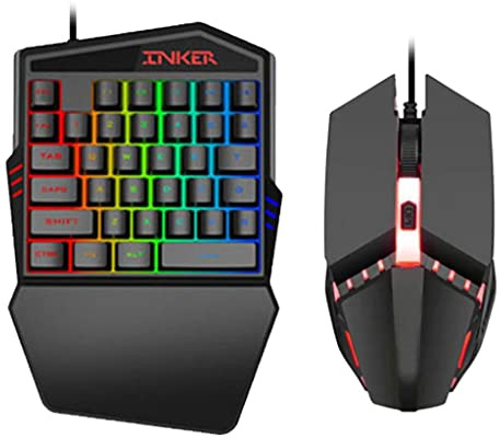 AsrMyjcx Und Maus Set Gaming Mechanische Keypad Ergonomische Handauflage Bunter LED Hintergrundbeleuchtung Kompatibel für PC Computer, Tastatur + Maus