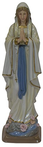 PABEN nàvel Statue Madonna Lourdes, Porzellan, Mehrfarbig, 7 x 6 x 30.5 cm