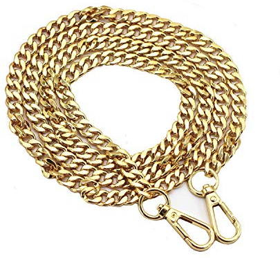 LONG TAO Flache Kette aus Eisen, 140 cm, für Handtaschen, Accessoires, börsen, Schulterriemen, Cross-Body-riemen, mit Metallschnallen (Gold)