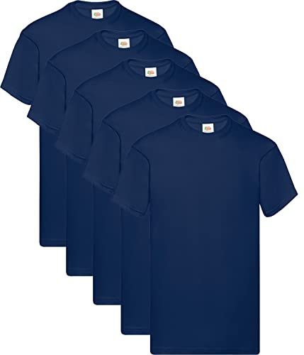 Fruit of the Loom Original T T-Shirt, Bleu (Royal Blue 51), L (Lot de 5) Homme