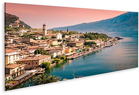 Bild Bilder auf Leinwand Panorama von Limone sul Garda, Einer Kleinstadt am Gardasee, Italien. Wandbild, Poster, Leinwandbild PSH