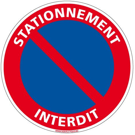 Signalétique.biz France - Panneau Adhésif Stationnement Interdit - Ø125 mm - Protection Anti-UV