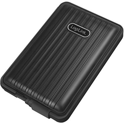 LogiLink Externes Festplattengehäuse für 2, 5 HDD/Festplatte mit USB 3.1 Gen 2 (bis 10 Gbit/S !) Anschluss zum Computer, wasserdicht (IP66)/ Staubdicht/Stoßfest