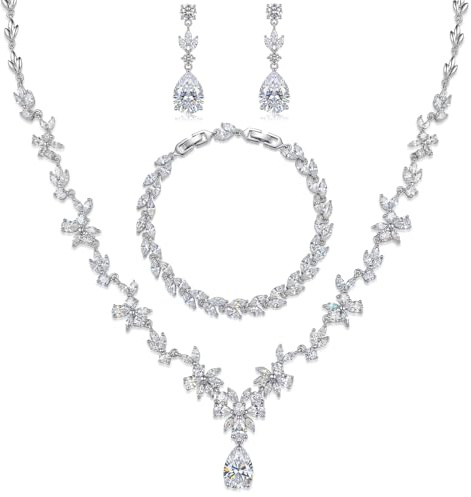 Hadskiss Wedding Party Prom Jewelry Set for Women Bride Bridal Bridesmaid