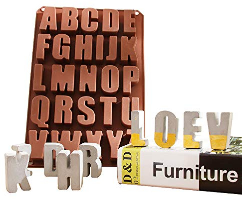 Moules décoratifs en béton - Moule en silicone en forme de lettre capitale
