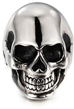 Beydodo VintageTitan Ring Männer Totenkopf Schädel Freundschaftsring Silber Ring Punk Größe 60 (19.1)