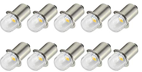 Ruiandsion Lot de 10 ampoules LED P13.5S - Blanc chaud - 6 V - Remplacement pour lampe frontale - Terre négative
