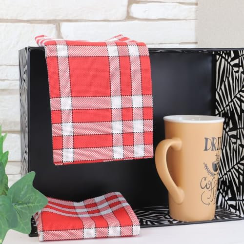 LINANDELLE - Lot de Serviettes de Table Carreaux Vichy Normand Rouge Nelly - Rouge - 50X50 cm- Lot de 10