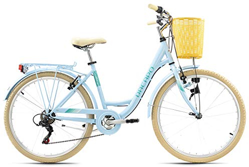 KS Cycling Damenfahrrad 26'' Cantaloupe blau mit Korb Dacapo RH 48 cm