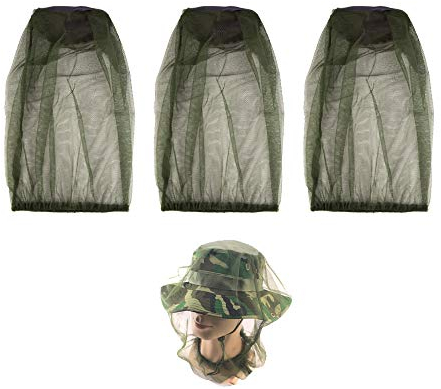 Cuayaes Moskitonetz Kopf, 3 Satz Moskitonetz Hut mit extra feinen Löchern, Moskito Hut Maske Kopfbedeckung für Camping Wandern Angeln Schutz vor Insektenwanzen Bee Moskito