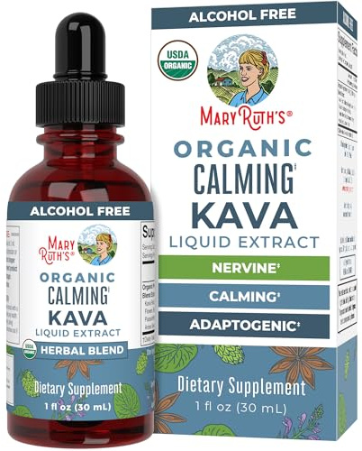 MaryRuth's Kava Root Liquid Extract for Calm & Relaxation | Nervine & Adaptogenic Herbal Blend | USDA Organic | Sugar Free | Gluten Free | Vegan | Non-GMO | Ages 14+ | 1 oz | 30 Day Supply