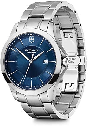 Victorinox Alliance Ø 40, Cadran Bleu, boîtier en Acier Inoxydable argenté, Bracelet en Acier Inoxydable argenté + Couteau Suisse pour Homme 241910.1