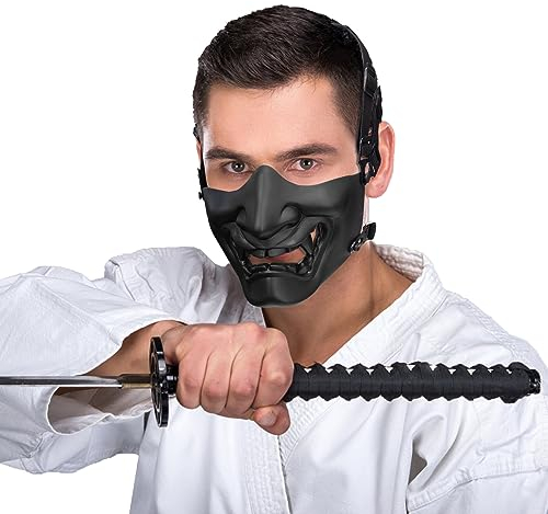 Demi-masque tactique pour airsoft – Masque de protection pour Halloween, CS BB, pistolet, paintball, chasse, tir, fête costumée (noir style 2)