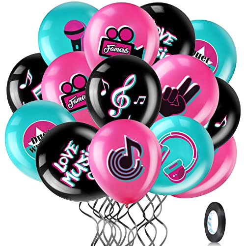 45 Stücke 12 Zoll Musik Thema Ballons Mit Band - Party Zubehör für Jungen, Mädchen, Erwachsene - Geburtstag, DJ, Kurz Video