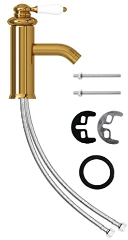 vidaXL Grifo para Lavabo de Baño Aseo Inodoro Bañera Grifería Fregadero Lavamanos Mezclador Monomando Duradero Modern Dorado 130x180 mm