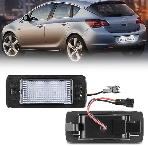 OZ-LAMPE LED Kennzeichenbeleuchtung für Op-el Astra J Estate Zafira C, Kennzeichen mit CAN-Bus, Nummernschildbeleuchtung LED 2 Stücke 18 * 2835 SMD