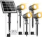 CLY Solar Gartenleuchte 4 Stück 2700K Warmweiß 2 Dynamischer Modus 3 Helligkeit Gartenbeleuchtung Solar mit Erdspieß 5000MAH IP66 Wasserdicht Solar Strahler für Außen Garten Rasen Terrasse