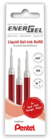 Pentel EnerGel LR7 Nachfüllmine für 0.7 mm Gelschreiber, rot (3 Stück)