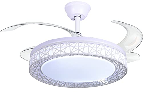 BEL AIR HOME - Ventilador de Techo NIDO Acabado Blanco - Motor DC y Aspas Desplegables - Luz Led 36W (3000K, 4000K, 6500K) - Mando a Distancia Incluido (BLANCO)