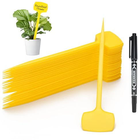 KINGLAKE 50 Pezzi 28.5 cm altezza etichette per Piante in Plastica per esterni etichette per Orto, Giallo