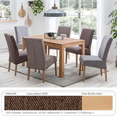 expendio Tischgruppe Ausziehtisch Percy 1XL 140(180) x80 cm Kernbuche massiv Mittelauszug + Stühle Lenz Varianten, Bezugstoff:Loco Walnut, Anzahl Stühle:mit 4 Stühlen