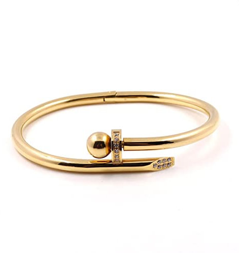LIUL Acier Inoxydable Couleur Or Cristal Bracelets Luxe élégant vis Bracelet pour Femmes Fille décoration Bijoux Accessoire Cadeau