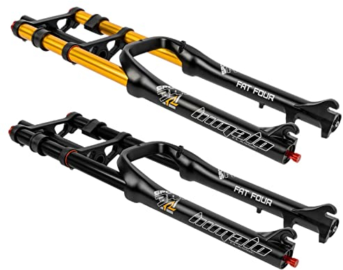 MZPWJD Mountainbike Gabeln 26 Zoll 4.0 Fatbike Gabel Gerade 1-1/8 Scheibenbremse Luftfedergabel Fahrrad Federweg 170mm QR Reisesperre Zugstufeneinstellung (Color : Black Gold, Size : 26)