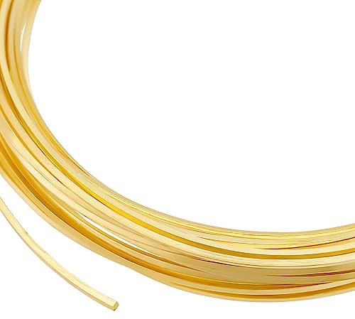 BENECREAT Filo di Rame Quadrato Placcato Oro 5K da 14 m, Filo di Rame Dorato da 0.8x0.8 mm per Lavori Artigianali di Perline di Gioielli