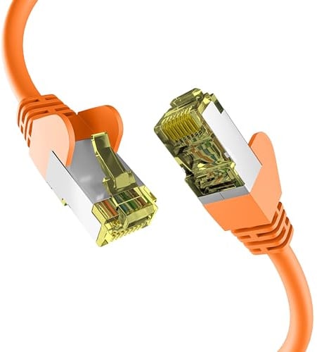 EFB-Elektronik - CAT. 6a Netzwerkkabel bis zu 10 Gbit - 0,5m LAN Kabel Ethernet Kabel Patchkabel mit Klinken-/Knickschutz - RJ45 Anschluss, S/FTP PIMF Schirmung - Orange
