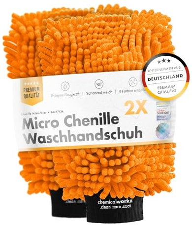 Chemicalworkz® Chenille Wash Mitt (2er Set) - Autowaschhandschuh - extra saugstark, ultraweiche Microfaser - entfernt hartnäckigen Schmutz mühelos - Mikrofaser Auto Waschhandschuh Zottelhandschuh