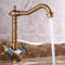 Domisyee Antikes Messing Küchenarmatur, Retro Gold Wasserhahn für Küchen und Bad Waschbecken, Mischbatterie für heißes und kaltes Wasser, 360 Grad drehbar, Vintage Design, G1/2 Zoll