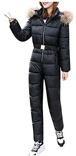 Skioverall Damen Einteiler, Schneeanzüge Für Damen Zweiteilig Mit Gürtel Ski Damen Anzug Mit Kapuze Reisverschluss Women Ski Jumpsuit Winter Warmedamen Schneeoverall - Damen Schneeanzug Gr 38 48 50