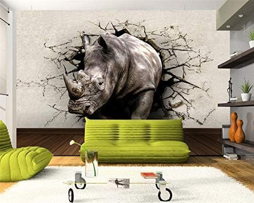 Tapete Nashorn Loch In Der Wand Tier Fototapete Eingang Schlafzimmer Wohnzimmer Tv Hintergrund Tapete Wand 3D TV Wandbild Tapete Wohnzimmer die fototapete 3d Vlies wandbild Schlafzimmer-200cm×140cm