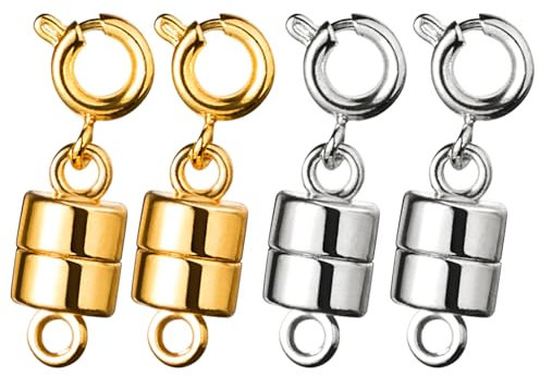 4 Pcs Magnetverschluss Schmuck, Magnetverschluss Für Ketten, Kettenverschluss Magnet, Magnetverschluss Kette(2 Gold+2 Silber)