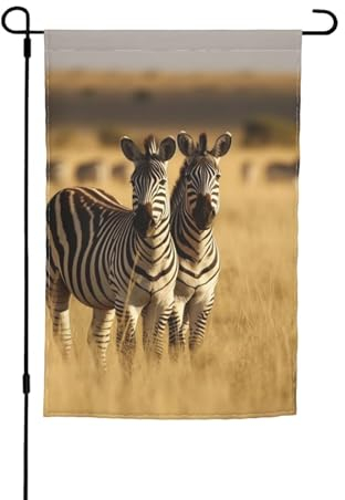 Gartenflagge Zebra im Gras, 30,5 x 45,7 cm, doppelseitige Hofflaggen, lustige Heimdekoration für Rasen, Terrasse, Outdoor