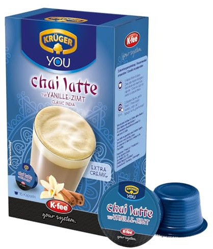 KRÜGER Chai Latte Vanille-Zimt Kapseln, kompatibel mit K-fee und ALDI EXPRESSI* Kapselmaschinen, Instantzubereitung für Milchtee, 96 Kapseln