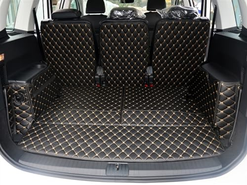 ZHjLut Kompatibel mit VW für Touran 7 Sitze 2016 2017 2018 2019 2020–2022, spezielle Kofferraummatten, Kofferraumteppiche, Cargo-Liner, Styling, Gepäckabdeckungen Auto Kofferraummatte