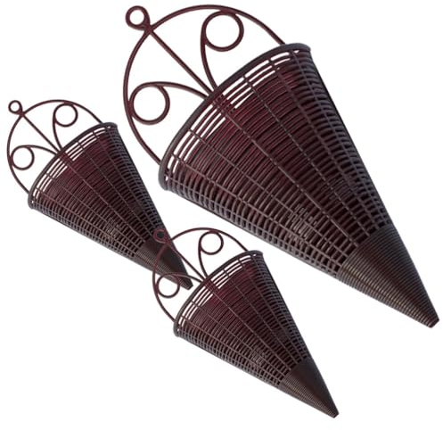 Milisten 3Er Set Rattan Wandhängekorb Hängender Blumenkorb Für Orchideen Grünpflanzen Und Dekoration 12.4 X 5.5 X 2.8 Zoll Rustikaler Aufbewahrungskorb Für Küche Garten Balkon