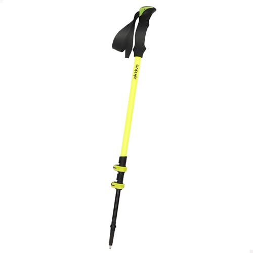 AKTIVE Ausziehbarer Wanderstock, EVA-Griff, Metallspitze, verstellbar 62 – 135 cm, Schnellverschlusssystem, Gewicht 225 g, verstellbarer Riemen, faltbare Trekkingstöcke (54180)