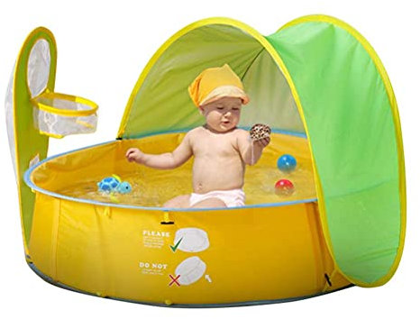 Tienda de Playa Emergente Portátil para bebé con Refugio para el Sol, Piscina para Pelotas, Piscina y Aro de Baloncesto (102 * 96 * 78CM)