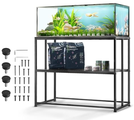 VEVOR Aquariumständer, 40 Gal Fischtankständer, 927 x 470 x 750 mm Stahlschildkrötentankständer, 152 kg Tragkraft, Reptilientankständer mit Aufbewahrung, Hardware-Kit & Rutschfesten Füßen Schwarz