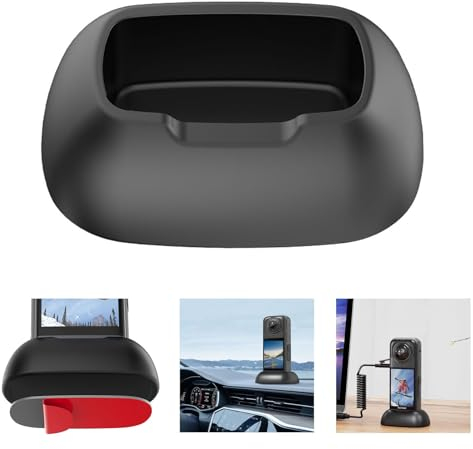 UNSTINCER Adhesive Mount for Insta360 x4 Camera, Silicone Stand Base with Sticky Pad, Stable Safe Bracker Holder for Desktop Car Dashboard Accessories, Black