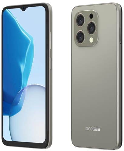 DOOGEE N55 Handy ohne Vertrag (Android 14 Smartphone, 6.56 HD+ 90Hz Display) 9GB RAM+128GB ROM, 5150mAh Akku, 13MP AI Kamera, Dual SIM 4G LTE, Octa-Core, Grau