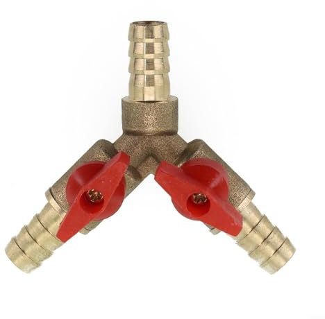 3-Wege-Schlauchverbinder, Messing-Kugelhahn für Kraftstoff, Gas, Wasser, Öl, Y-Kugelhahn, Messing-Schlauchverschraubung, Splitter (10 mm)