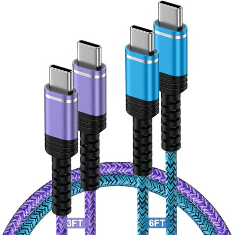 USB C to C Fast Charger Cable, [3FT+6FT] 60W Type C Phone Charger Cable Fast Charging Lead for Samsung Galaxy S24 Ultra S23 S22 S21 FE S20 A14 5G A15 A34 A54 A55, iPhone 15 Plus Pro Max, MacBook Pro