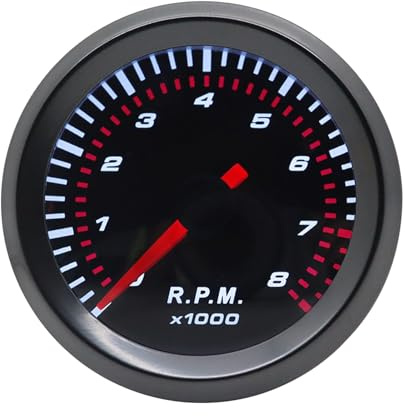 Shkalacar Tachymètre de Voiture, Compte Tour Voiture jauge de 8 000 TR/Min, diamètre de 55 mm, pour Moteur à Essence de 1 à 8 cylindres