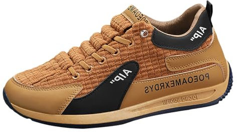 Sportschuhe Herren Fitnessstudio Stilvoll Freizeit Herrenschuhe Neuer Trend Vielseitige Freizeit-Sportschuhe Cord für Herren Turnschuhe Outdoor Fitness Jogging (Khaki, 42)